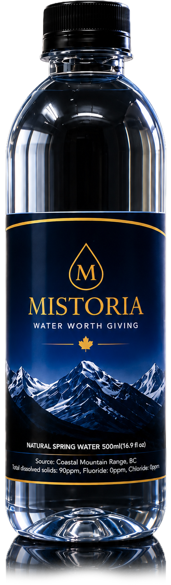 Mistoria 500 mL bottle, natural spring water from Canada
